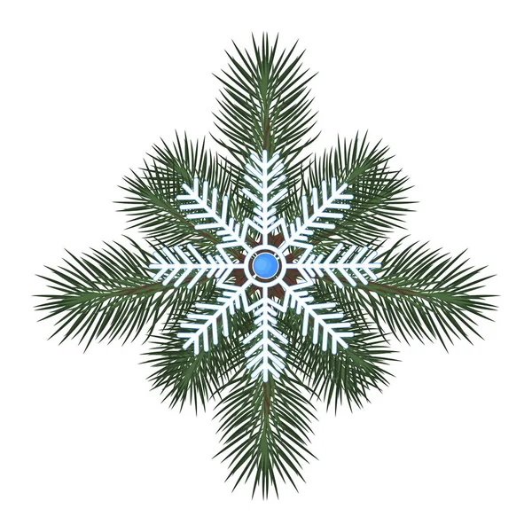 Vector Image Snowflake Branch Spruce — Stock Vector