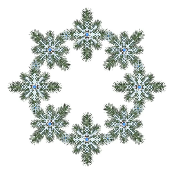 Couronne Noël Avec Flocons Neige — Image vectorielle