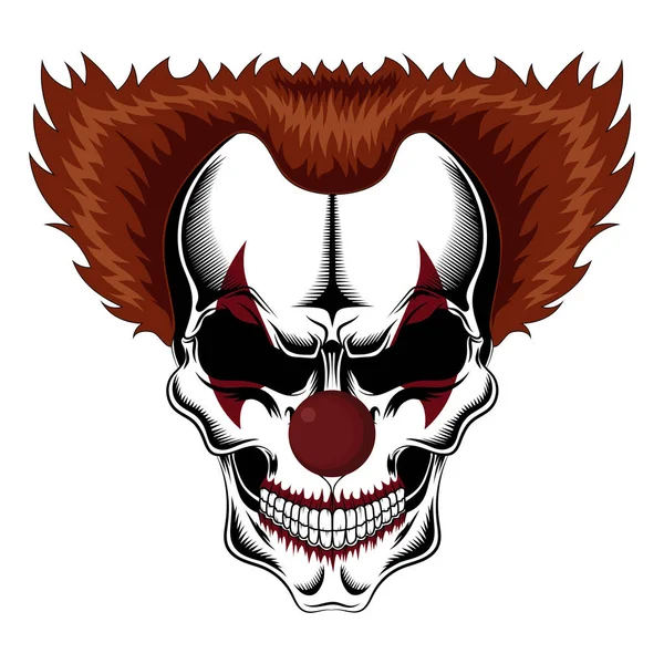 Crâne Clown Maléfique Aux Cheveux Roux — Image vectorielle