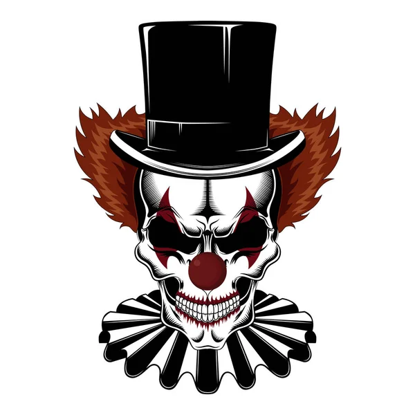 Skull Clown Hat Cylinder Jabot — Stock Vector