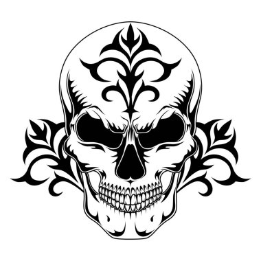 Bir kafatası beyaz zemin üzerinde bir desenli vektör görüntü.