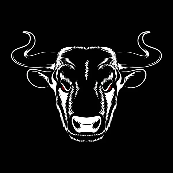 Toro Blanco Con Ojos Rojos Sobre Fondo Negro — Vector de stock