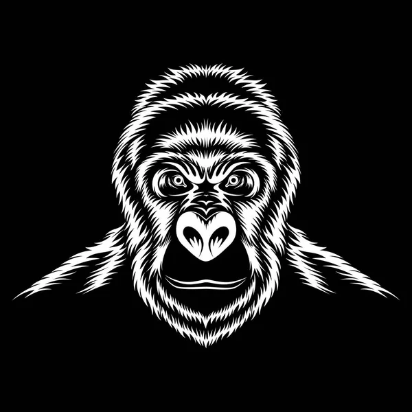 Image Vectorielle Gorille Blanc Sur Fond Noir — Image vectorielle