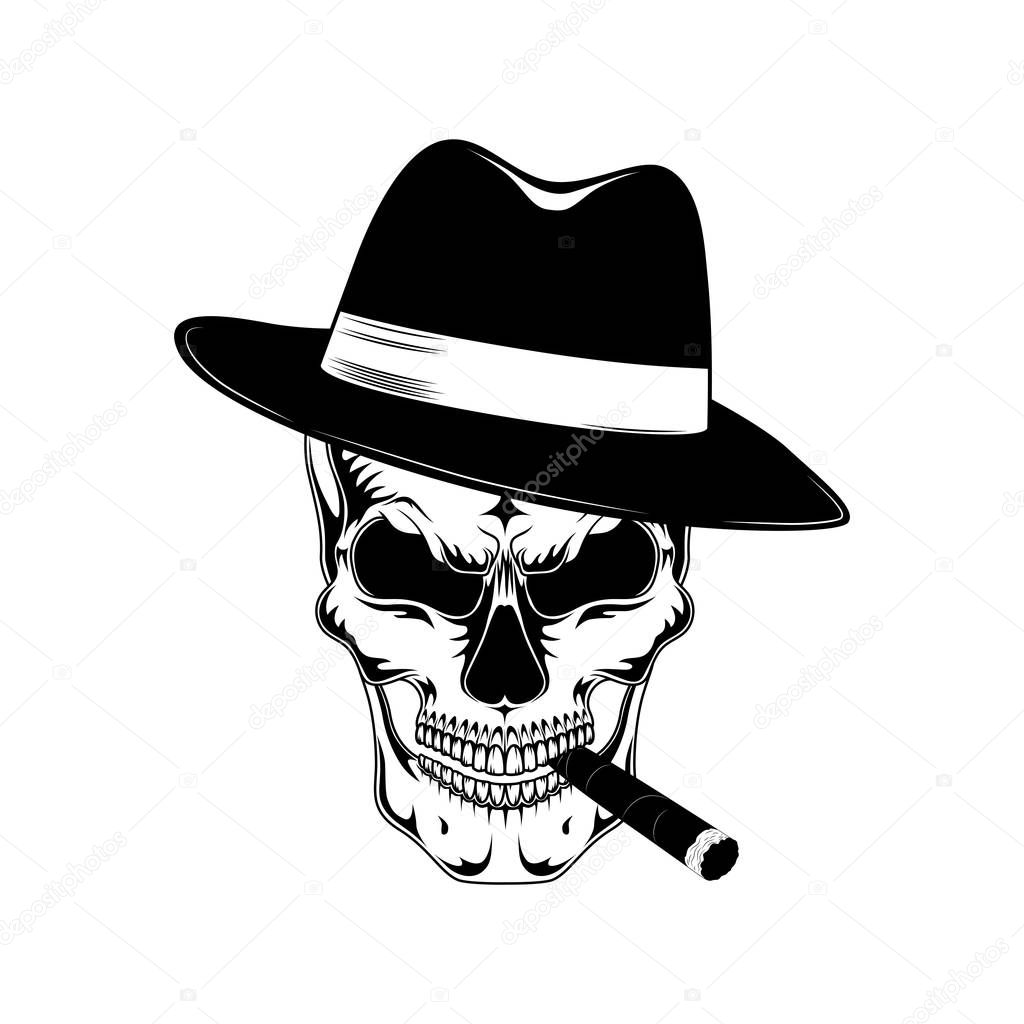 bandana ve şapka ile gangster kafatası