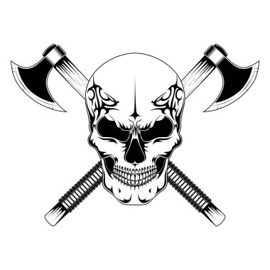 Siyah ve beyaz vektör görüntü bir kafatası eksenli.