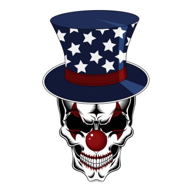 Kafatası palyaço yıldız ile mavi şapkalı.