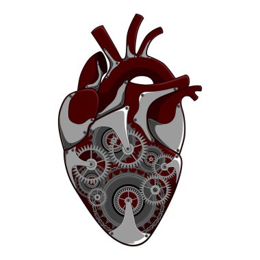 Vektör görüntü, bir kalp bir mekanizma ile.