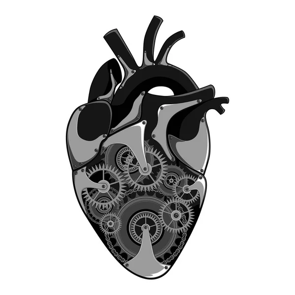 Vector Black White Image Heart Mechanism — Stock Vector