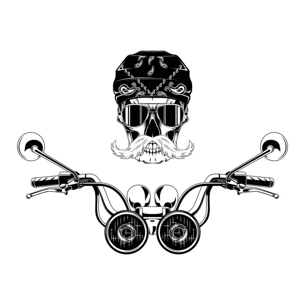 スカル バンダナ オートバイのステアリングで — ストックベクタ