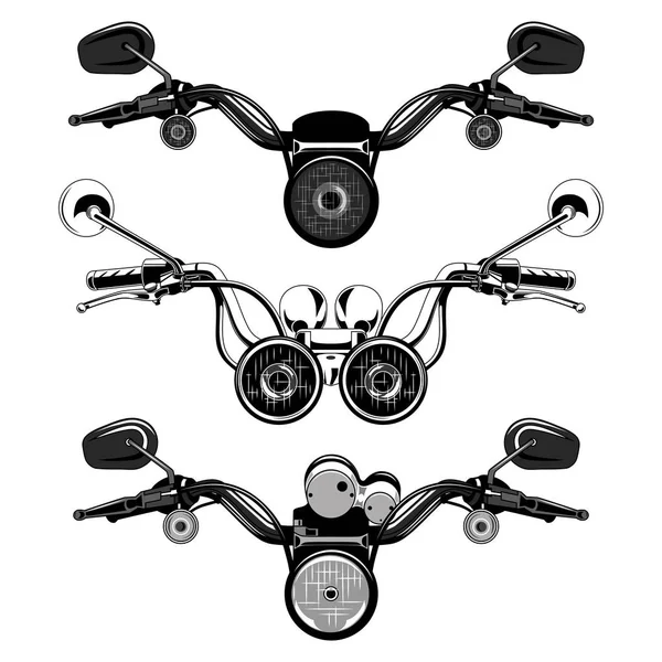 Conjunto Imágenes Vectoriales Manillar Motocicleta — Vector de stock