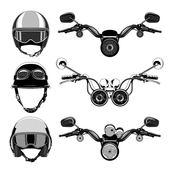 摩托车车把和摩托车头盔矢量图像集 — 图库矢量图片