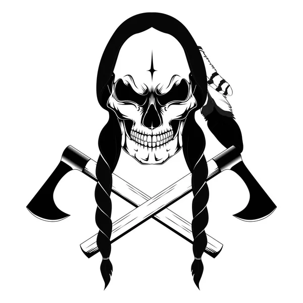 Indischer Totenkopf Schwarz Weiß Vektorbild Auf Weißem Hintergrund — Stockvektor