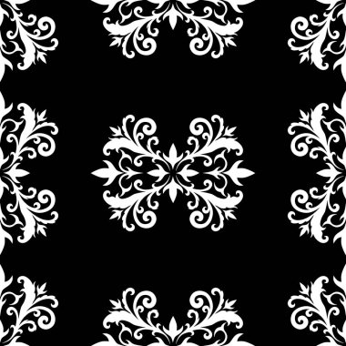Çiçek desenli görüntü ile sorunsuz doku. IMAG vektör görüntü siyah bir zemin üzerine beyaz bir desen vektör.
