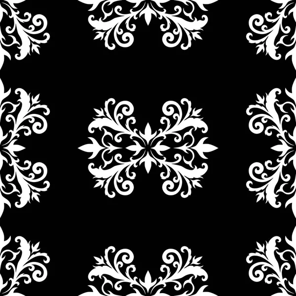 Varrat nélküli textúra a kép a virágos minta. Vektor imag vektor kép egy fehér mintázat a fekete háttér. — Stock Vector