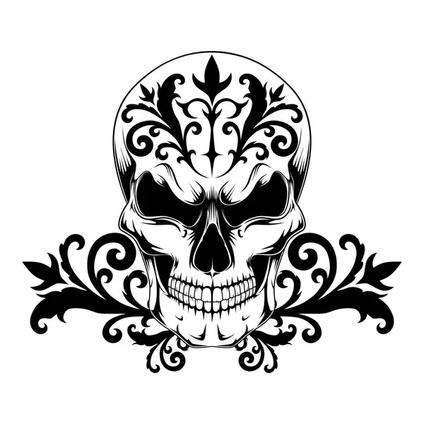 Vector image of a skull with tattoo pattern. — Stock Vector