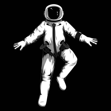 Bir astronot siyah bir arka plan görüntüsünü vektör.