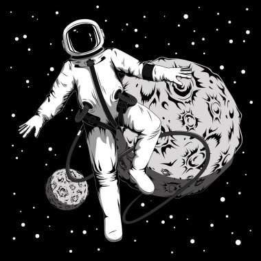Bir vektör görüntü bir astronotun açık alanda. 