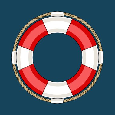 Mavi arka plan daki lifebuoyun vektör görüntüsü.