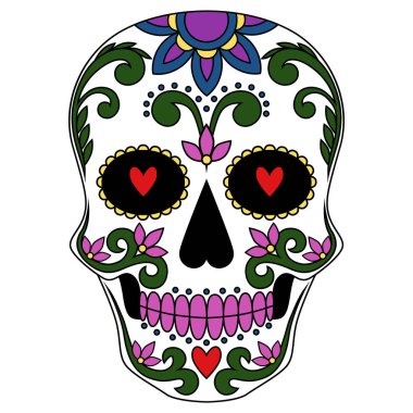 Meksika kafatasının vektör görüntüsü. Beyaz arka plandaki resim.