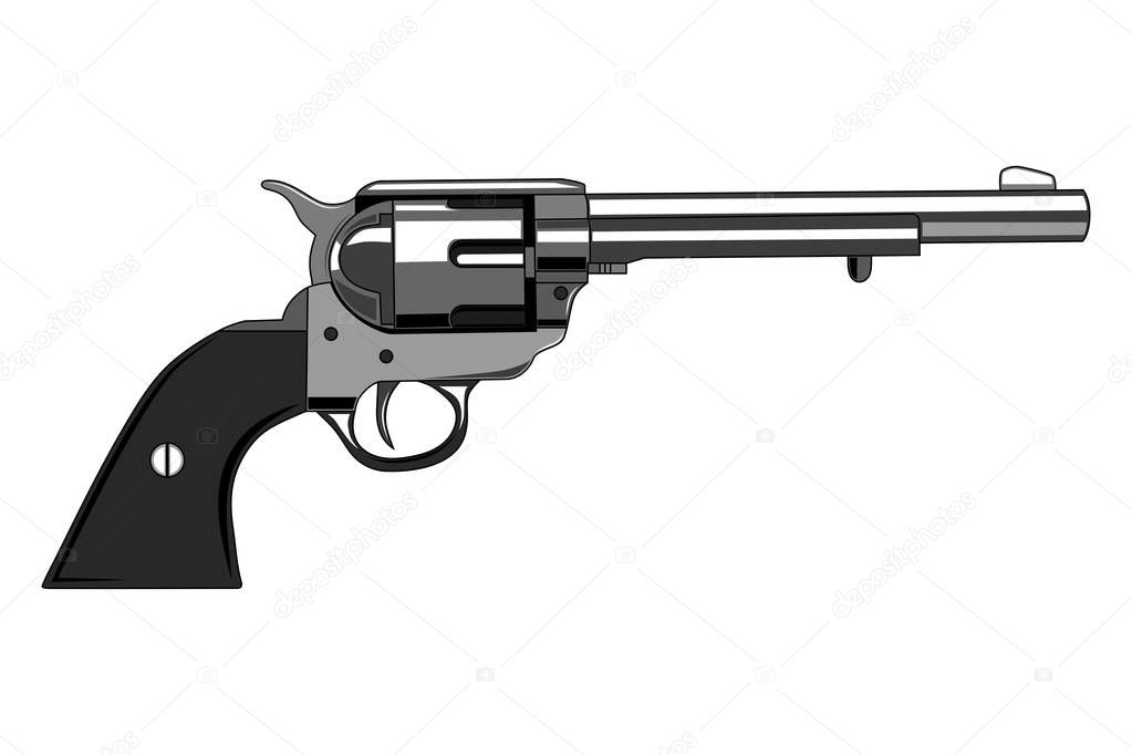 Vector image of a revolver. Image on white background.
