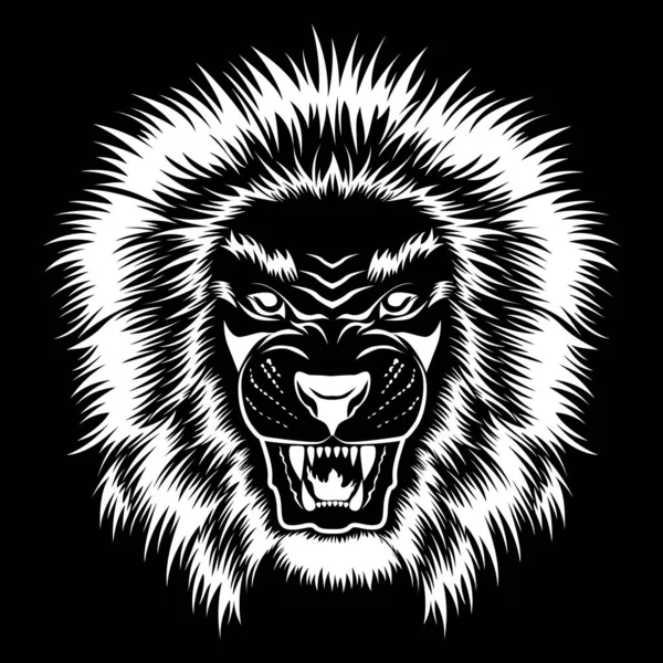 Vektorbild Eines Löwen Auf Schwarzem Hintergrund — Stockvektor