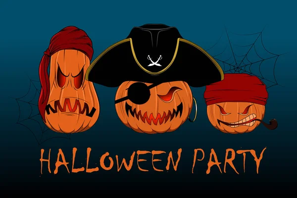Vektorbild Pirat Pumpor Illustration Till Halloween — Stock vektor