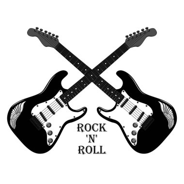 İki gitar Vektör görüntü. Beyaz arka plandaki resim.