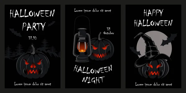 Set van Vector illustraties met pompoenen voor Halloween. — Stockvector