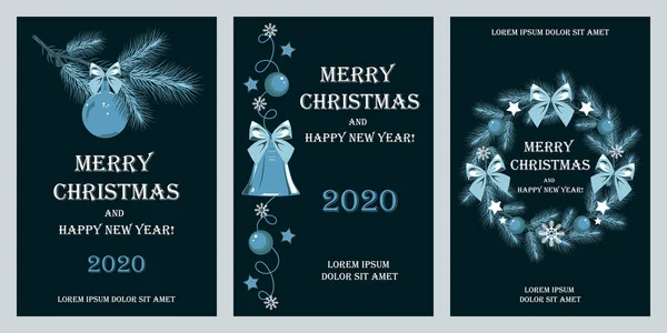 Set van templates voor wenskaarten voor Kerstmis en Nieuwjaar. — Stockvector