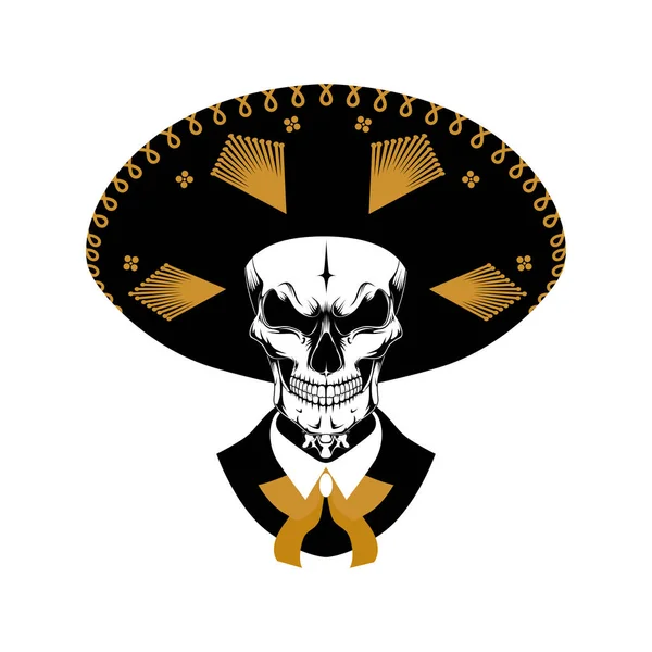 Crâne Mexicain Avec Chapeau Image Vectorielle Jusqu Jour Des Morts — Image vectorielle