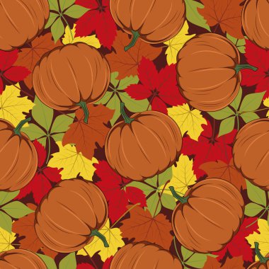 Sonbahar yaprakları ve balkabaklarının görüntüsüyle kusursuz bir doku..