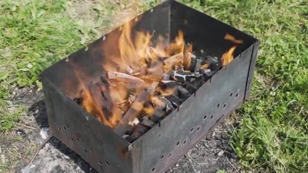 Fire Burns Brazier — Stockvideo