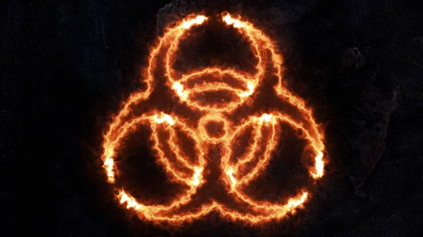 Panneau de danger biologique, décharges électriques sur le panneau de danger biologique. Plasma sur l'insigne. Le signe a une base 30 — Photo