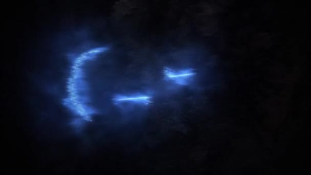 El símbolo del infinito brilla azul en el fuego 35 . — Vídeos de Stock