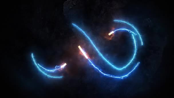 Символ світіння Інфініті у вогні. Нескінченності 36 — стокове відео