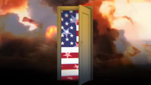 War conflict United States. Violence war depression. Door to the War. 5 — Stock Video
