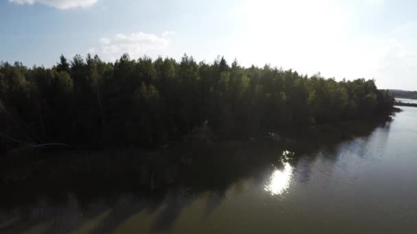 Heiligdom Lake reserve, luchtfoto. Naroch reserve van Wit-Rusland. — Stockvideo