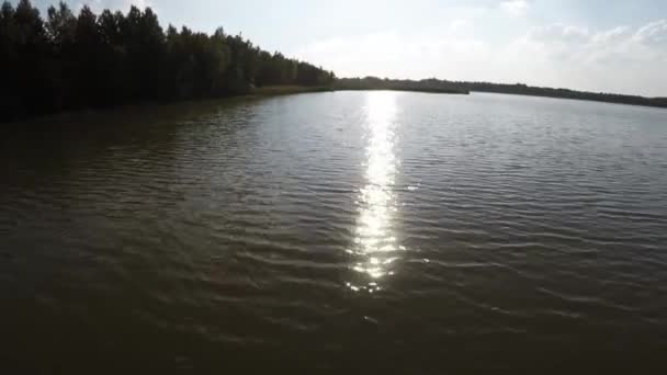 Flug über den Waldsee. — Stockvideo