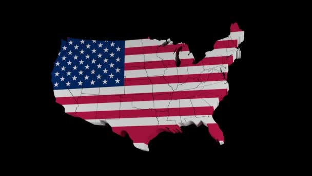 Carte des États-Unis d'Amérique. Carte politique avec états avec canal alpha 2 . — Video