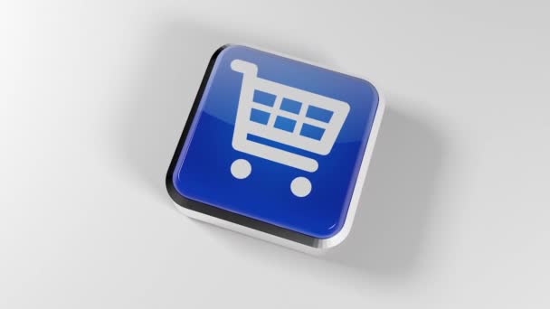 3D shopping cart pictogram. Shopping mand knop. 22 — Stockvideo