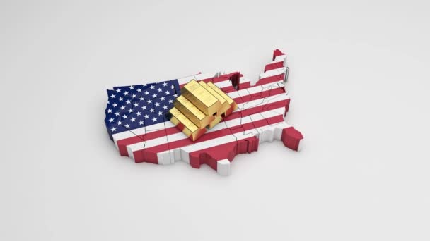 Mapa da riqueza de ouro dos EUA. Um país rico. 8. — Vídeo de Stock