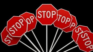 Çok sayıda dur işareti. Belirti Stop. Alfa kanalı ile video. 27
