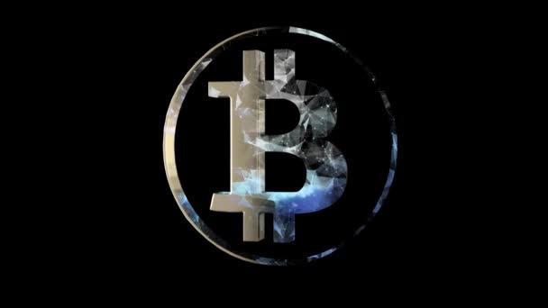 Bitcoin virtuell valuta koncept. High-tech teknik 16. — Stockvideo