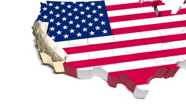 Lo Stato della California. Stati Uniti. Mappa politica. 41 41 — Video Stock