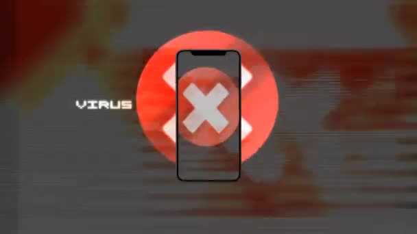Infezione, errore, fallimento. Il telefono è stato infettato da un virus spyware 47 . — Video Stock