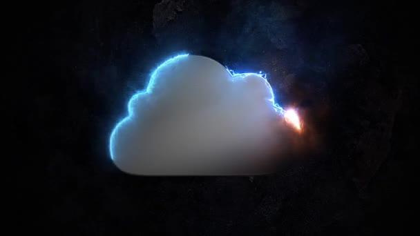 Αποθήκευση στο cloud. Απίστευτα σύννεφο αποθήκευσης σημάδι 50. — Αρχείο Βίντεο