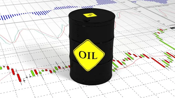 Barril de petróleo no mercado de ações. Comércio de mercado . — Fotografia de Stock
