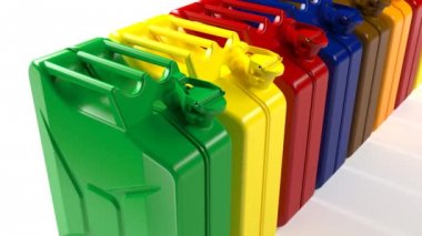 Farklı yakıt türlerine sahip birçok kutu. Benzin, dizel, yağ. 27