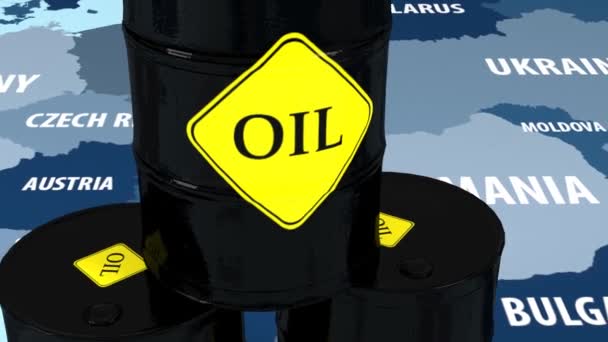 Il petrolio in Europa. Un barile di petrolio in borsa. Operazioni di mercato. 46 46 — Video Stock