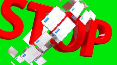 Çok sayıda harf veya spam 51 yasağını simgeleyen kırmızı. Yeşil ekran Stop.